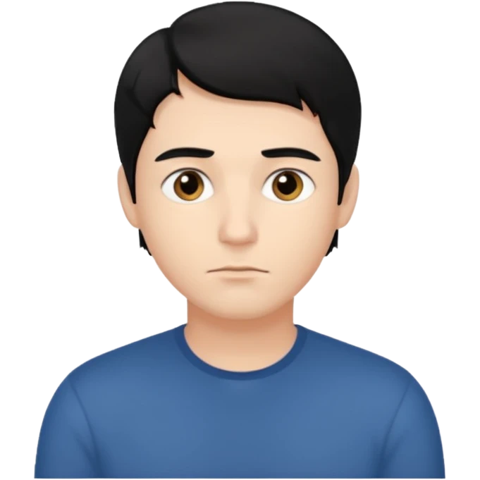 ligth black hair man thinking emoji