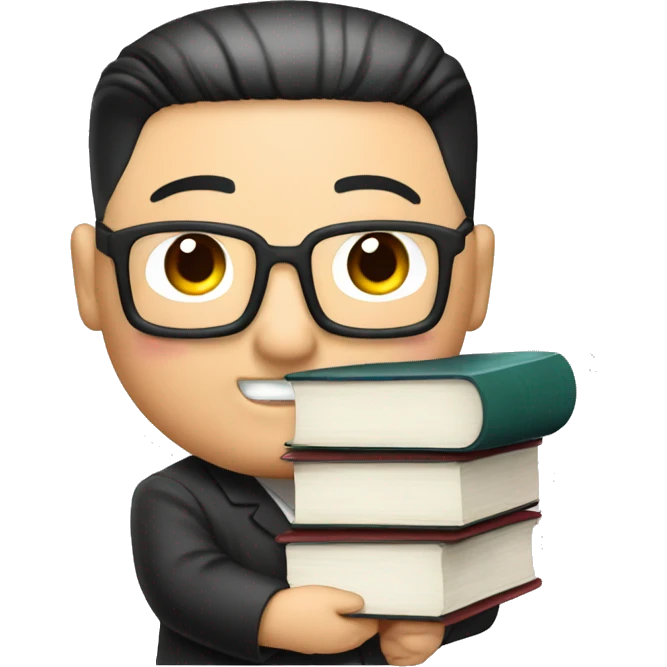 kim jong-un holding a stack of books emoji