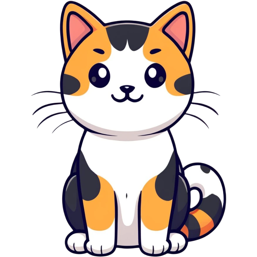 playful calico cat with paw up emoji