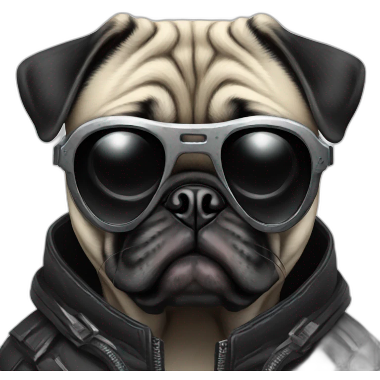 pug with black sunglasses and wearing a cyberpunk suit emoji