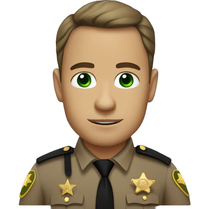 Undersheriff with middle part hair and green eye emoji