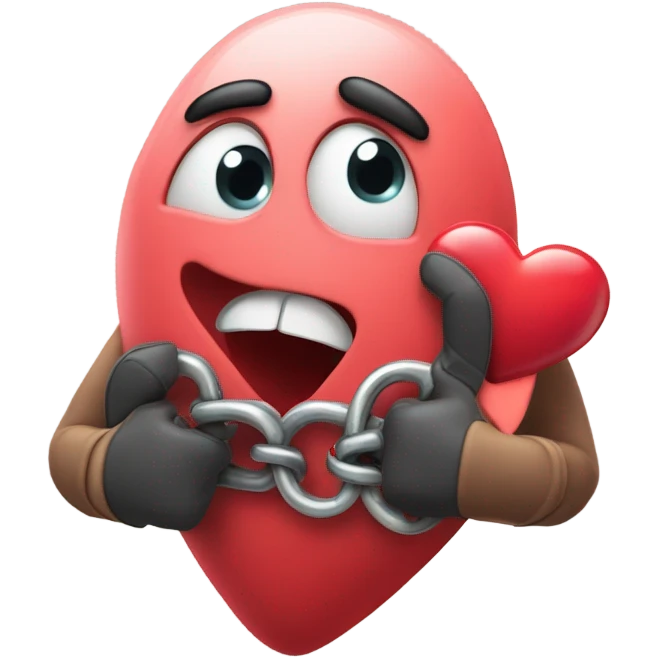 Cartoon Heart getting hand cuffed emoji