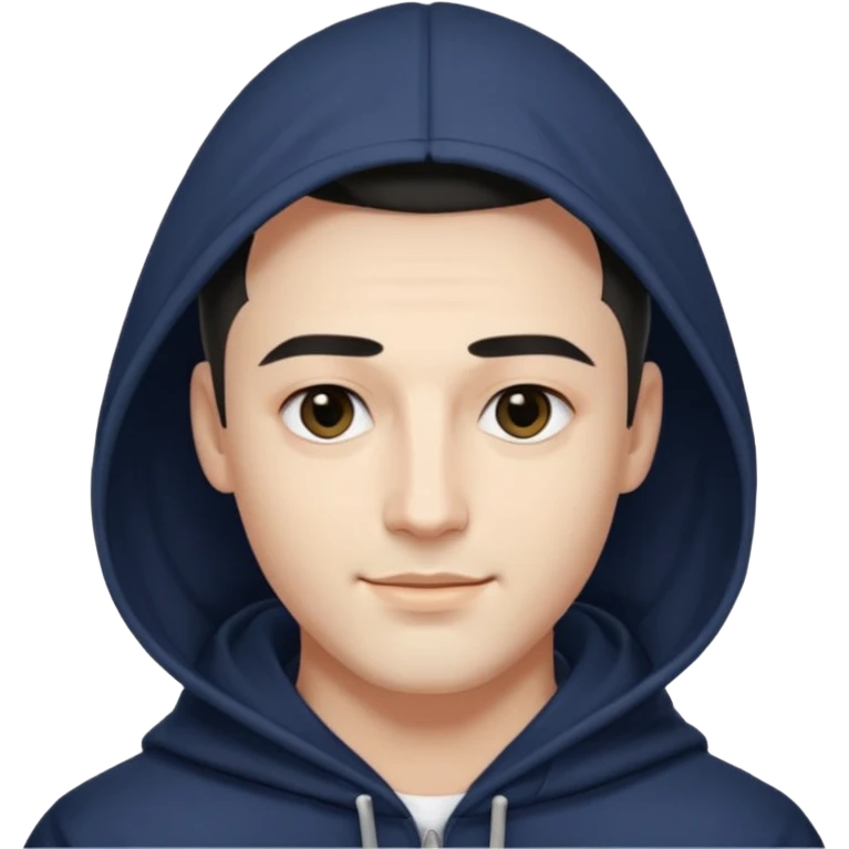 A handsome man with fair complexion. masculine, roman, slightly crooked nose. Thick triangular eyebrows. Hooded eyes and black pupils.  smily lips with a heavy top lid. kpop haircut emoji