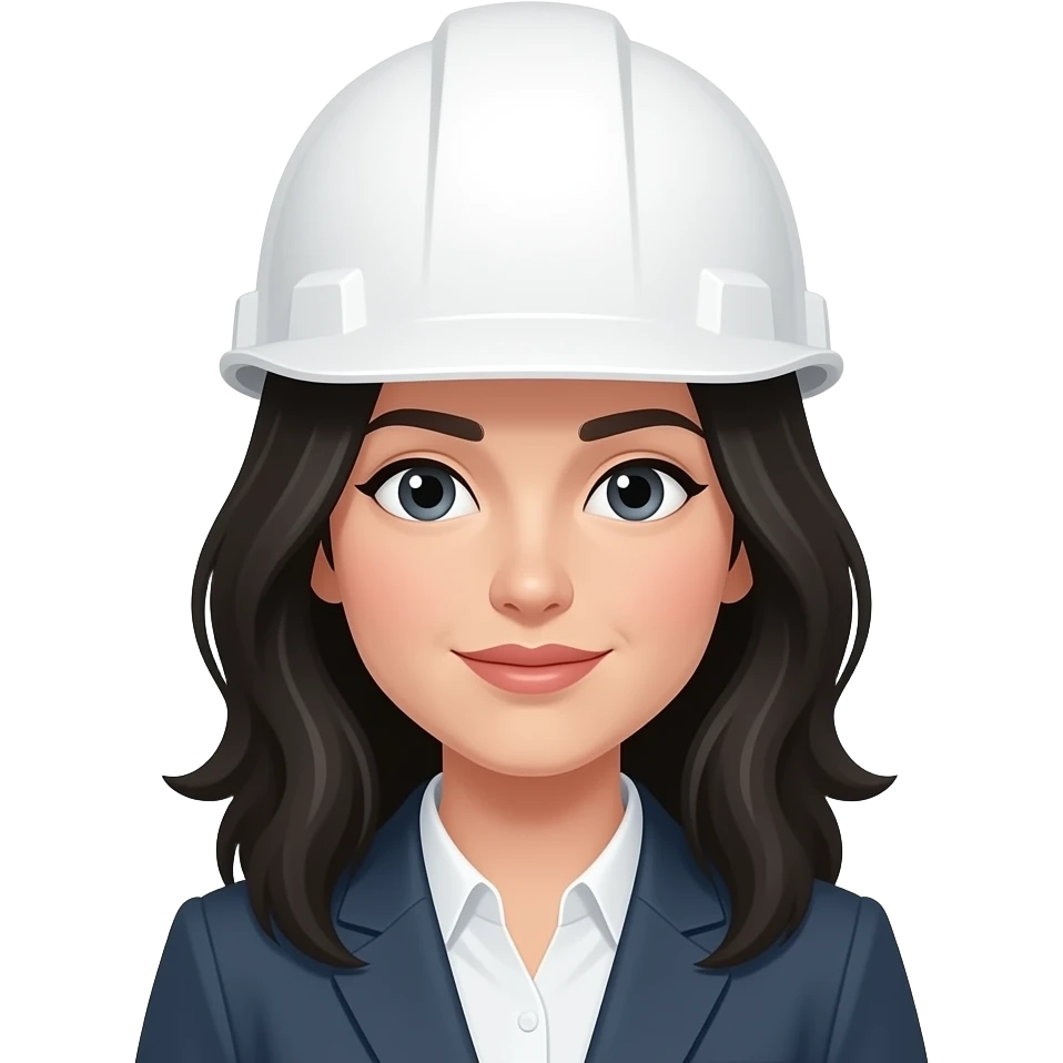 Arquitecta con casco blanco y pelo negro suelto emoji