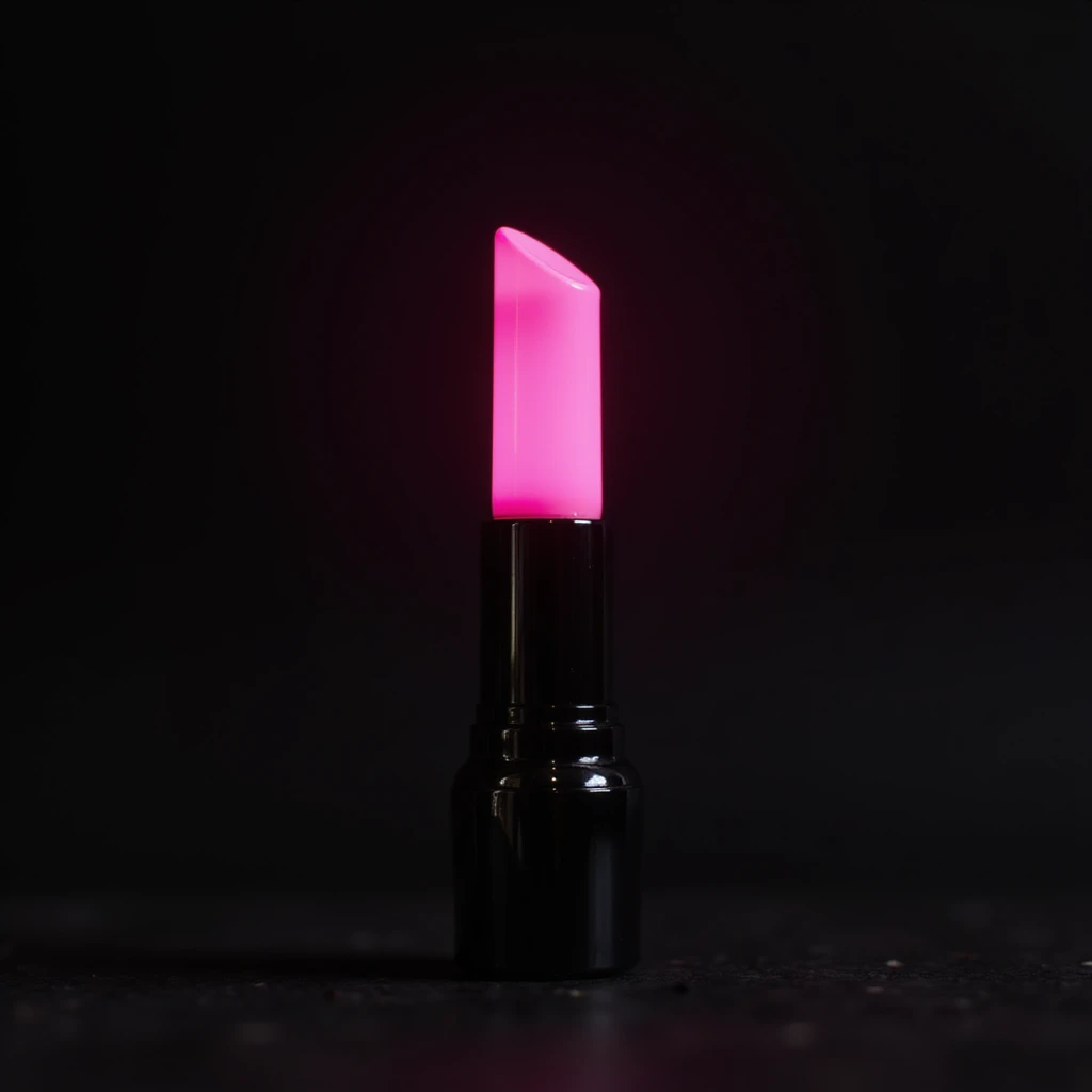 BLACKPINK-inspired gothic lightstick, no hearts, photorealistic style, black and pink colors, metallic and glossy, on a dark background emoji