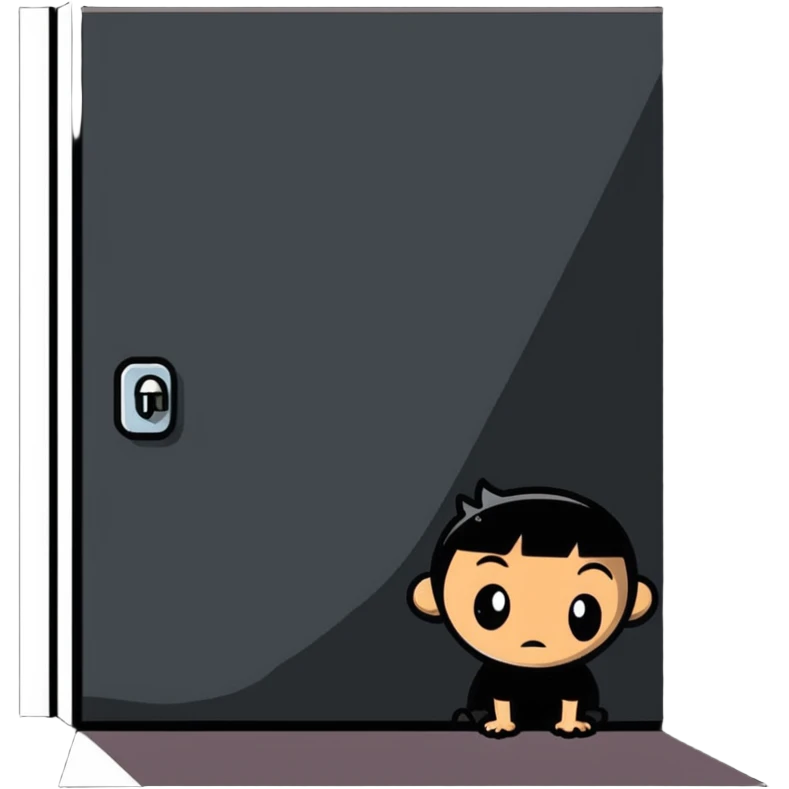 cartoon of a character peeking around a corner, looking suspicious emoji