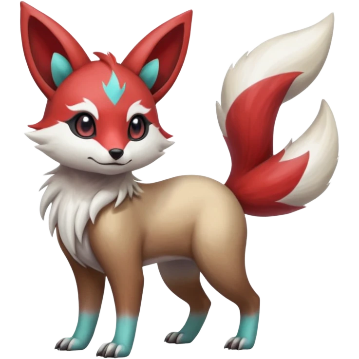 Hyper-realistic Colorful Skilled Adept Graceful Asian Painted Meloetta-Furret-Lycanroc-Zangoose-fusion-hybrid-creature (full body) emoji