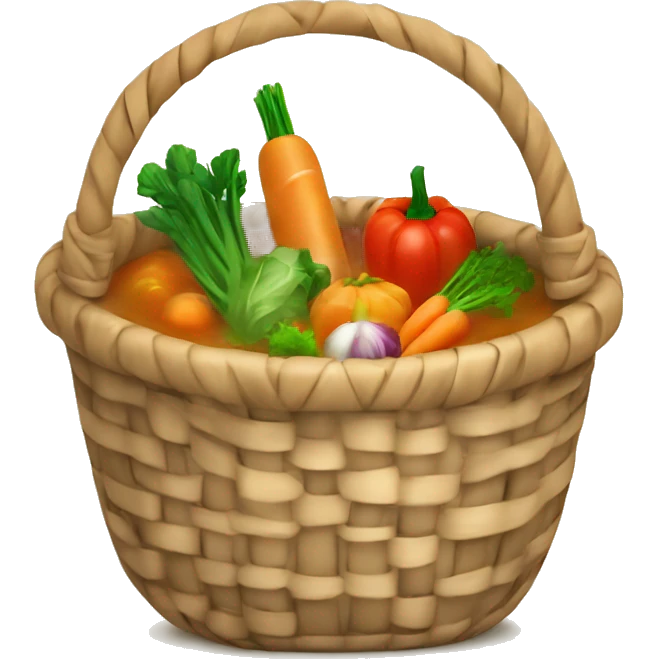 Basket with vegetables soup emoji