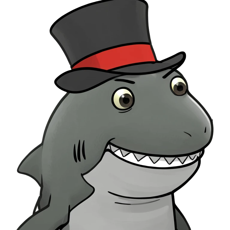 Shark with a top hat emoji