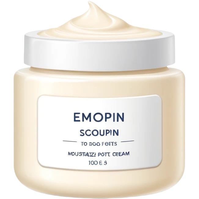 body moisturizer cream pot with label emoji