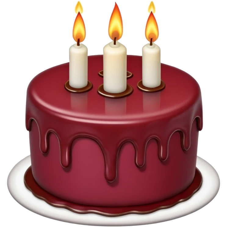 Maroon  cake with candle melting  emoji