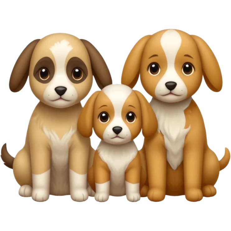 3 Cagnolini piccoli seduti con vestitini di lana fatti a mano emoji