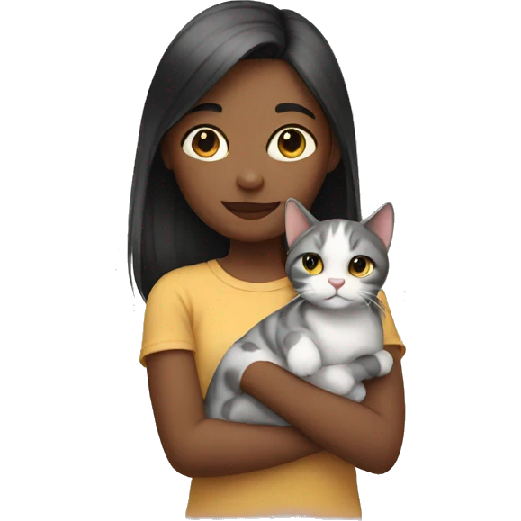 Girl holding cat emoji
