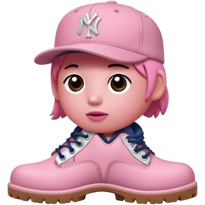 Kirby with timberland boots and a new york Yankee cap emoji