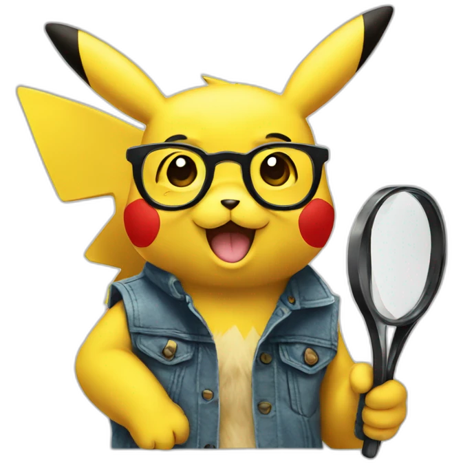 Pikachu holding specs emoji