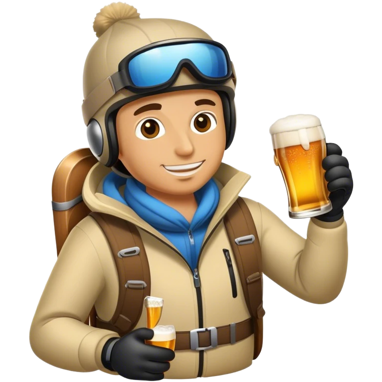 After-ski, a skier drinking beer emoji