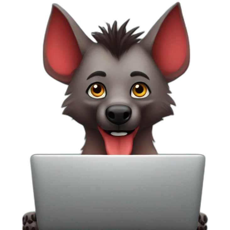 red hyena with laptop emoji
