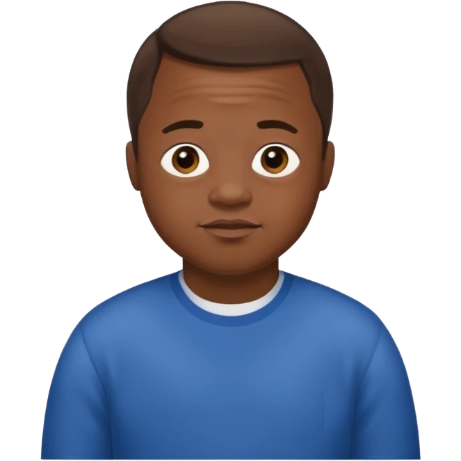 Black skinned guy with slightly large brown hair, with Down syndrome  emoji