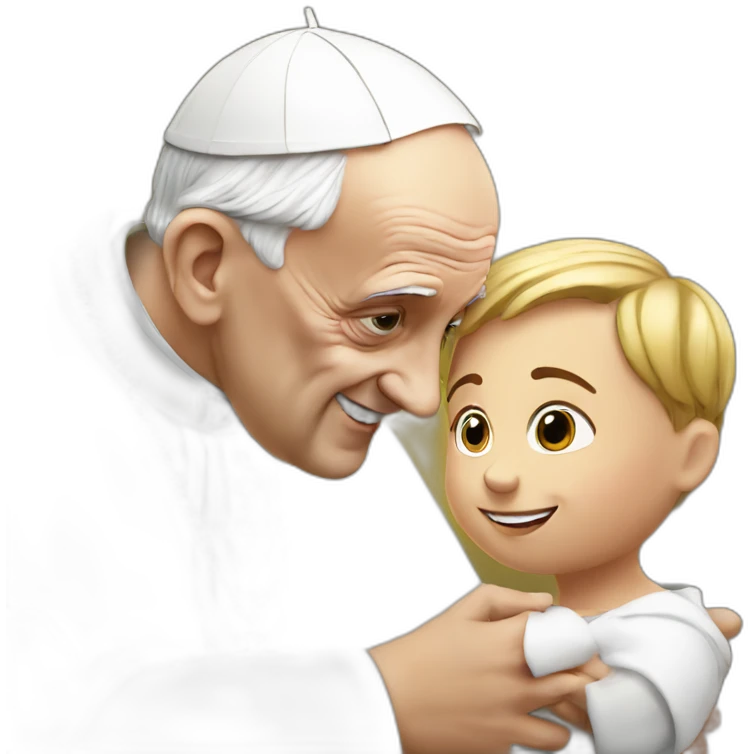 The pope with clever expression with a child emoji