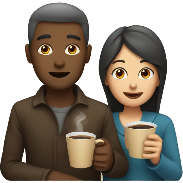 Man and woman drinking coffee  emoji