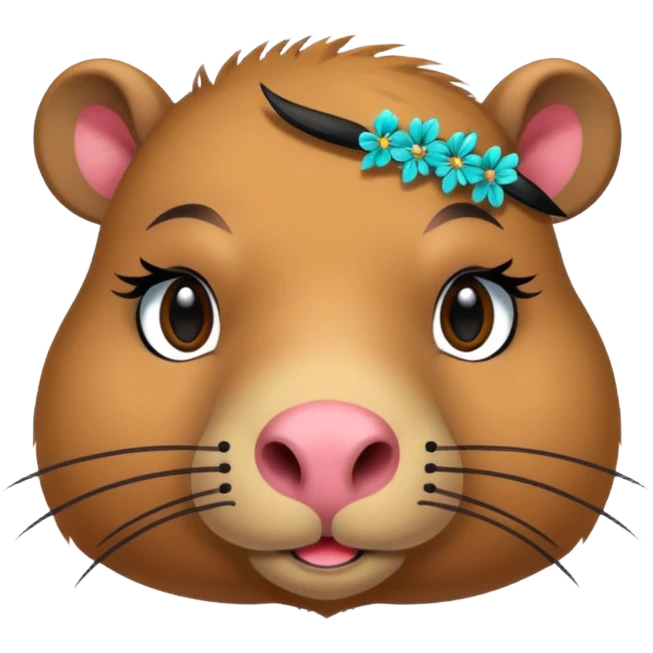 capybara with faka eye lashes and make up emoji