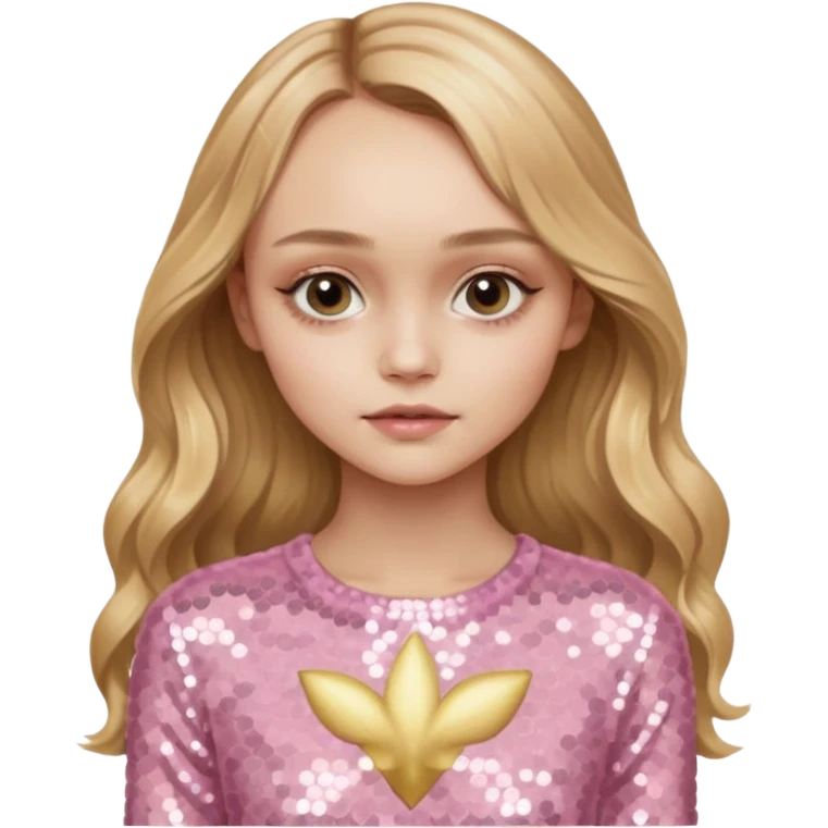 Lily-Rose Depp with long golden blonde hair, pale pink sequin outfit emoji