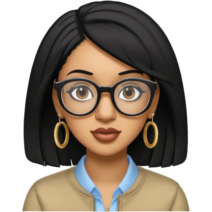 rapper Cardi B black hair wear glasses emoji