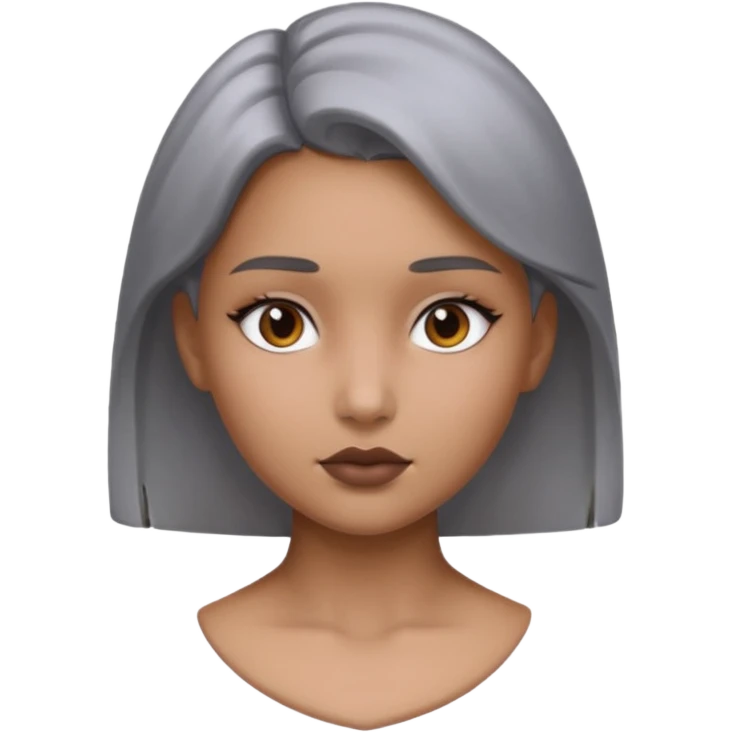 gray metal painted girl bust face included emoji