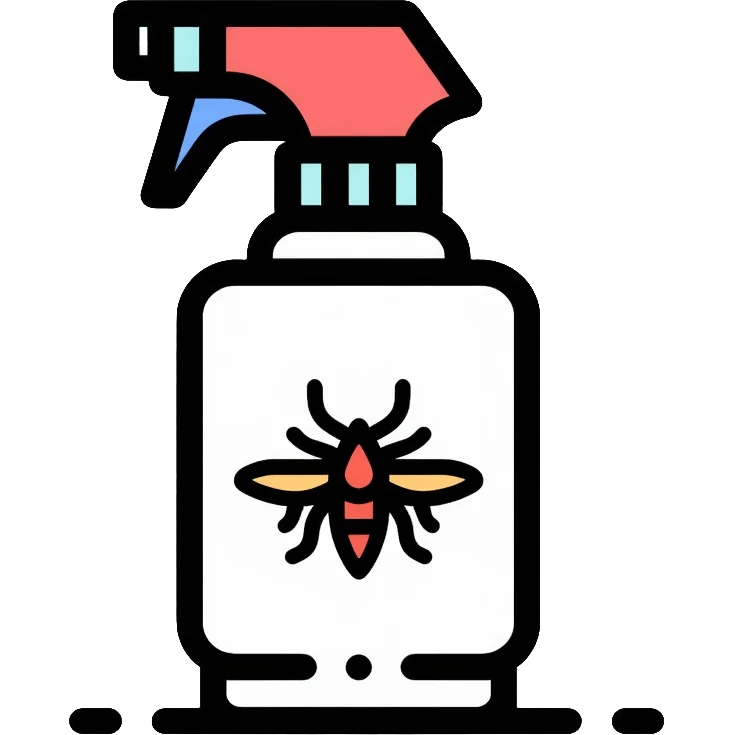 Insect repellent spray bottle with mosquito symbol emoji