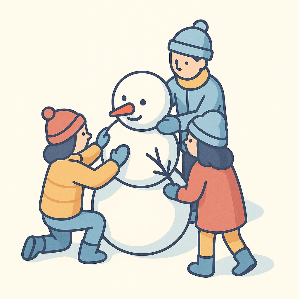 people making a snowman emoji