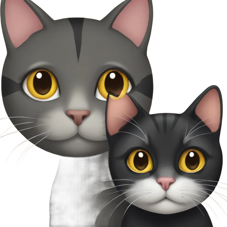 black cat sitting next to a tabby cat emoji