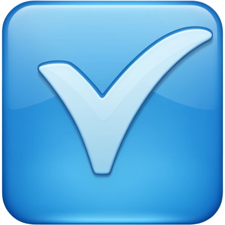 Una raya como ✔️ así pero azul y un cadrado así pero el ✔️ sea más grande emoji