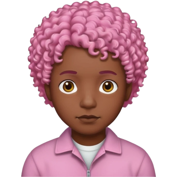 black man with pink short curly hair emoji