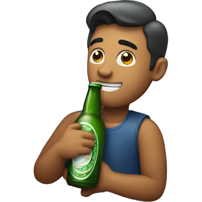 A man hugs a bottle of beer emoji