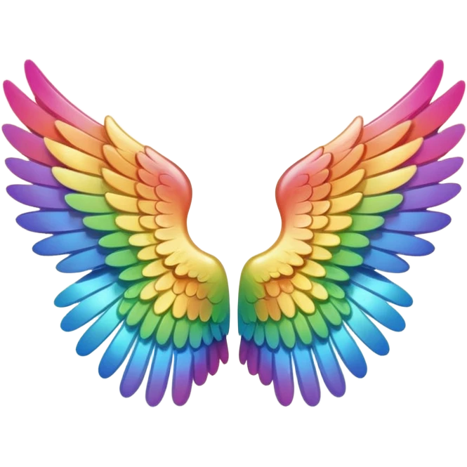  tiny rainbow angel wings. cute tiny left and right rainbow angel wings. Only wings. emoji