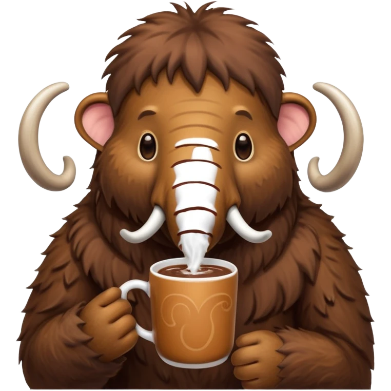 A mammoth who drinks a hot chocolate emoji