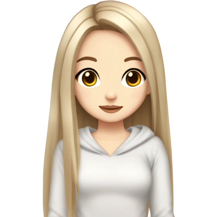 pale girl with straight hair, slightly narrow, brown eyes with a style like a person and a gyaru style emoji