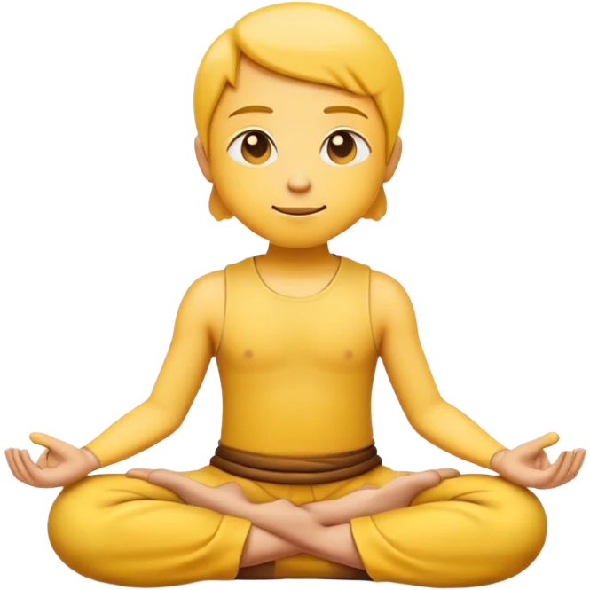 classic yellow emoji meditating, sitting cross-legged, peaceful expression emoji