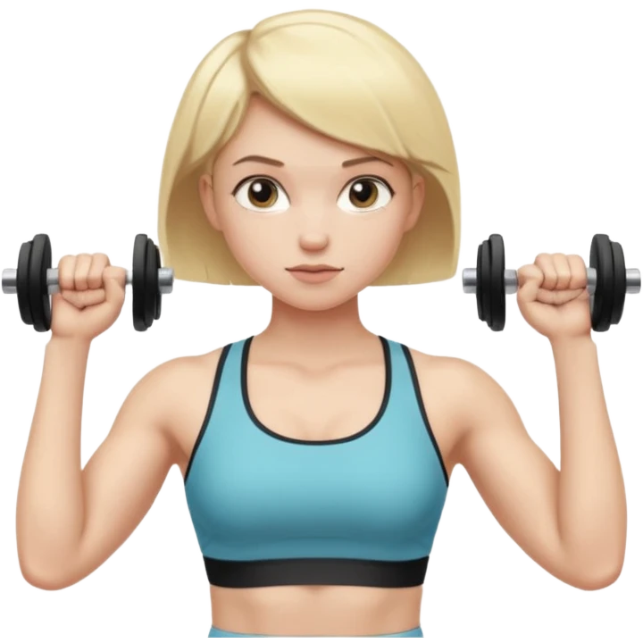pale gym girl with short blonde hair doing bicep curls emoji