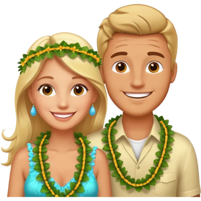 A white woman and man on their honeymoon emoji