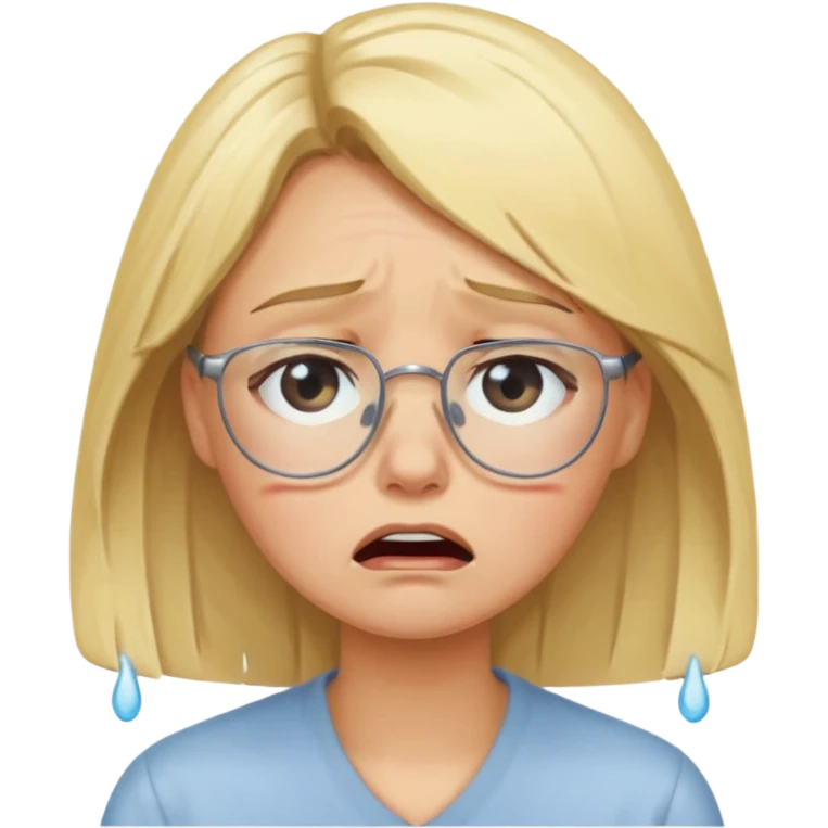 blond woman  crying with glasses emoji