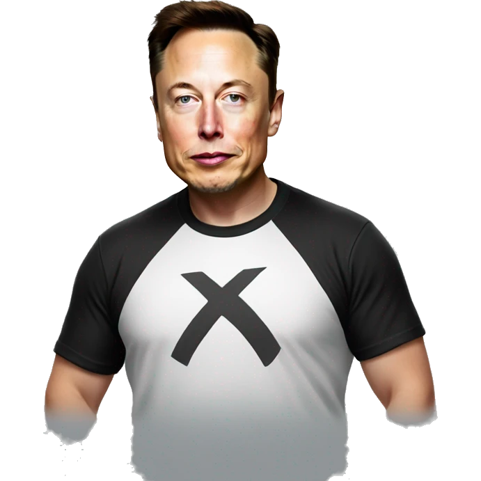 Elon musk wearing a T shirt with the X logo on it emoji