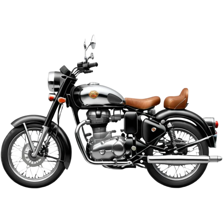Royal Enfield Classic motorcycle, detailed, iconic design, chrome and black, side view emoji
