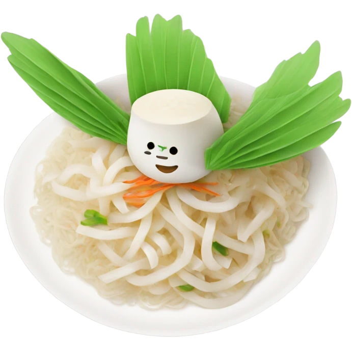 Flat rice noodles with flying wings emoji