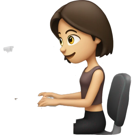 brunette girl typing on computer  emoji