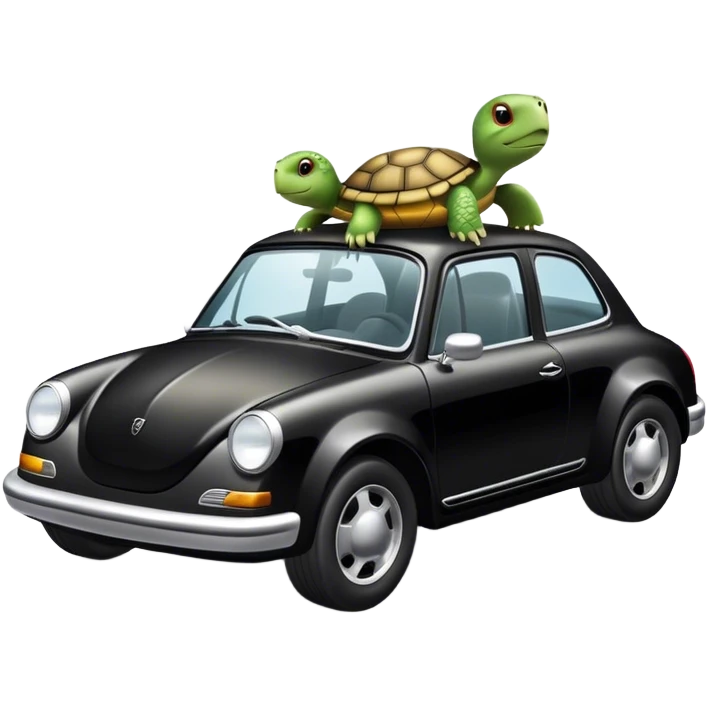 Turtle driving a black car  emoji