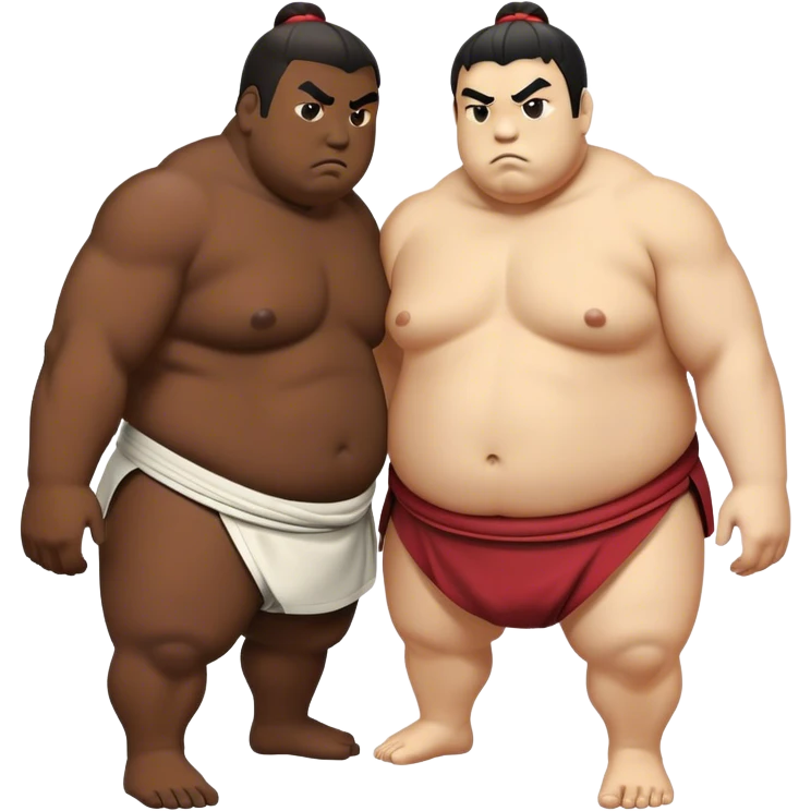 Cinematic Realistic Sumo Wrestling Emoji, depicted as an intense sumo match featuring powerful wrestlers in traditional mawashi, rendered with rich textures and dynamic dramatic lighting that captures the raw intensity of the sport. emoji