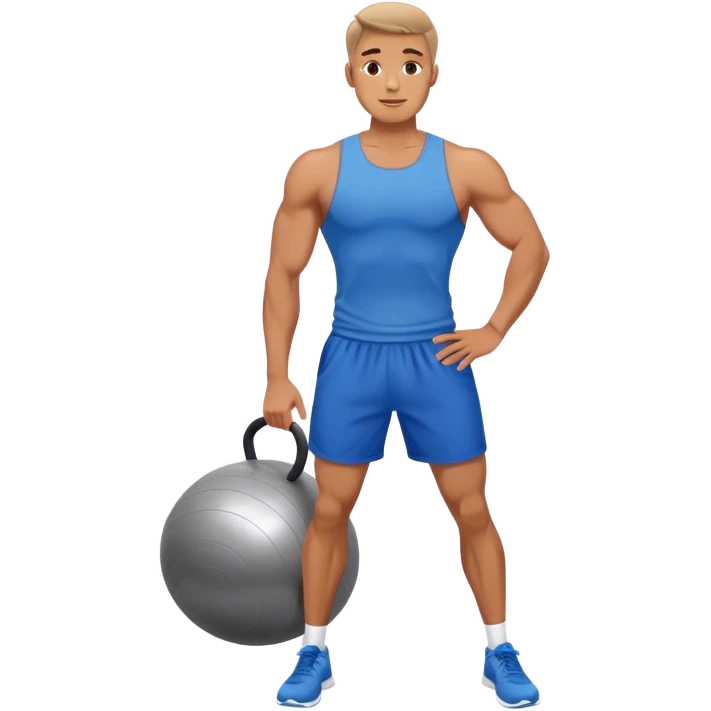 fit man with blue shorts stability ball exercises emoji