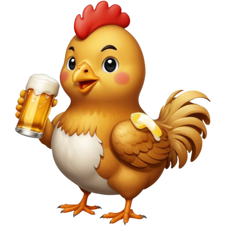 Chicken drinking beer emoji