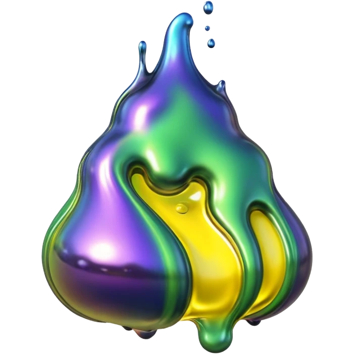 3D render of Oil Slick, toxic waste aesthetic, bubbling liquid, caution metal, industrial warning texture. emoji